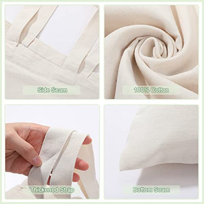 Roowest 60 Pack Canvas Tote Bags Bulk, 16" x 15", Natural Color - color: Natural Color