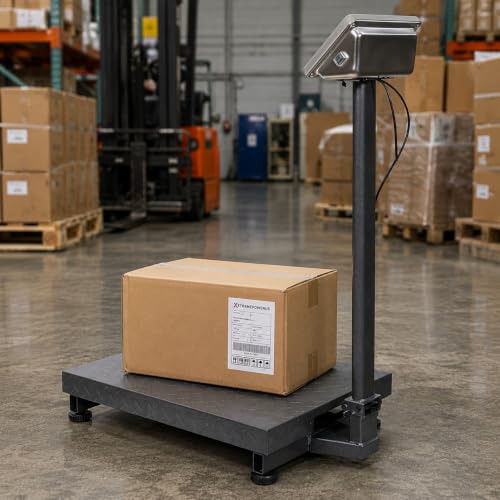 XtremepowerUS 700LB Weight Computing Postal Scale Digital Floor Large Platform Warehouse Shipping LB Price Calculator Luggage Package Shipping Mailing Postal Scale with Accurate LB/KG Foldable