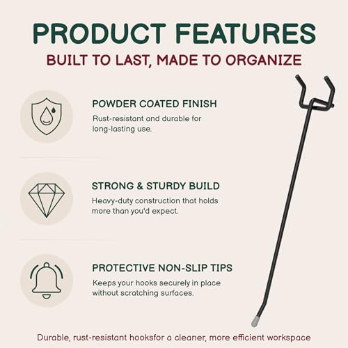 50-Pack Black Pegboard Hooks 6 Inch - Fits 1/8 and 1/4 Inch Boards - color: Black, size: 6 Inch