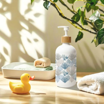 Coastal Beach Glass Soap Dispenser with Pump - color: Seashell 01