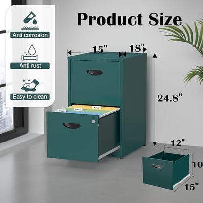 SteeLoong 2 Drawer File Cabinet,Metal Office File Cabinet with Lock,Green - color: Green, style: 2 Drawer Light Duty