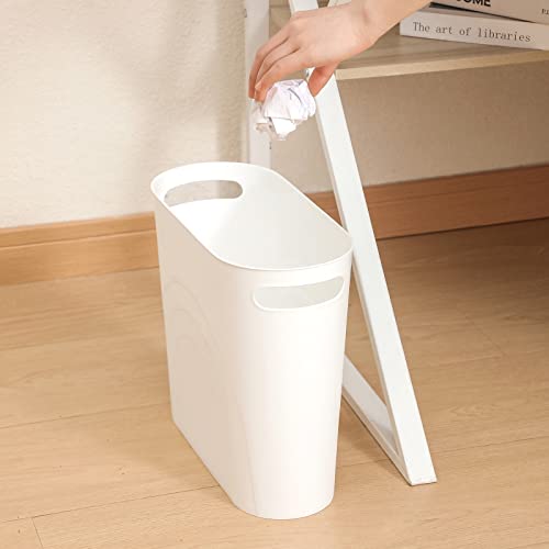 rejomiik Small Bathroom Trash Can, 3.5 Gallon Slim Garbage Can, White - color: White, size: 1 pack