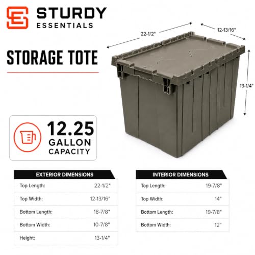 Storage Bins with Lids Heavy Duty Stackable Storage Box - size: 22" x 13" x 12"