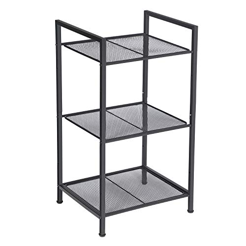 SONGMICS 3-Tier Storage Rack, Bathroom Shelf, Extendable Plant Stand - color: Black, size: 3 Tiers