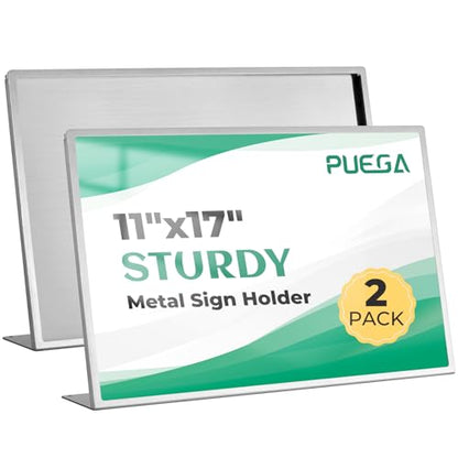2pack 11"x17" Metal Tabletop Sign Holder with Stainless Steel Frame Menu Board Poster Display Stand for Office Store Restaurant Hotels - size: 2Pack 11"x17"