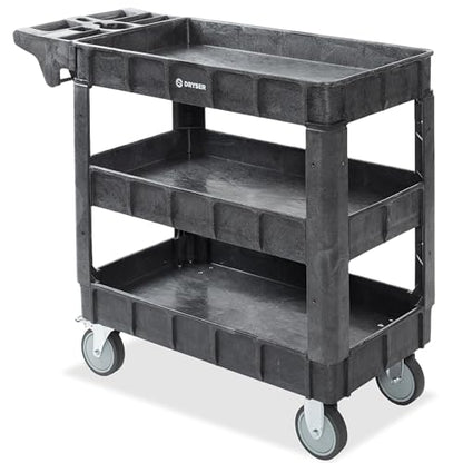 Dryser Utility Cart with Wheels, 40" x 17" Heavy Duty 550 lb. Capacity with Shelves - 3 Tier Rolling Cart with Two 5" Swivel Casters for Warehouse, Garage, Cleaning - size: 3 Shelves 2 Swivel 40x17