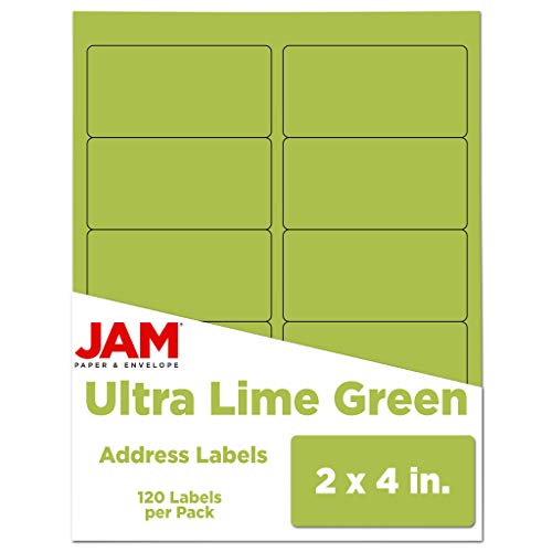 JAM PAPER Shipping Address Labels - Standard Mailing - 2 x 4 - Ultra Lime Green - 120/Pack - color: Lime Green, size: 2" x 4" Labels