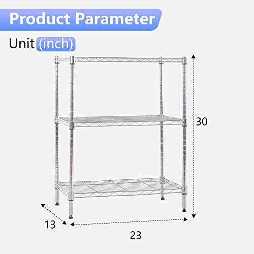 FDW | 3-Tier Wire Shelf | 23" x 13" x 30" | Chrome - color: Chrome, size: 23×13×30