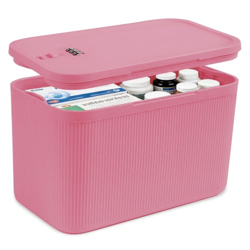 Upgraded Taller Lock Box for Medication, Phone Jail & Snacks – Large Lockable Storage Box with 3-Digit Combination Lock, Food-Safe BPA-Free Plastic– Medicine Lock Box for Home, Fridge, Travel - color: Pink Plus