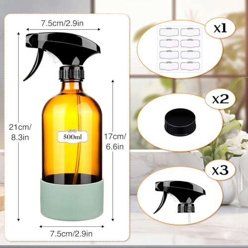 ZENOWICK 2 Pack/16 Oz Glass Spray Bottles, Refillable Empty Containers