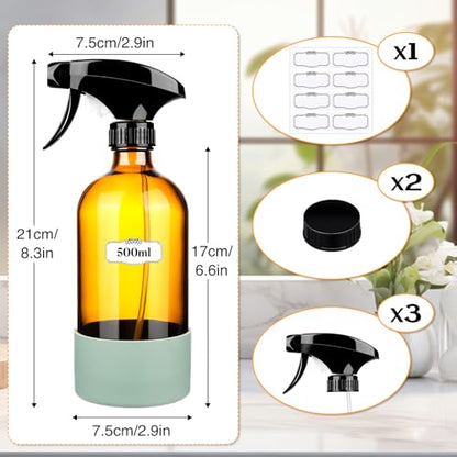 ZENOWICK 2 Pack/16 Oz Glass Spray Bottles, Refillable Empty Containers
