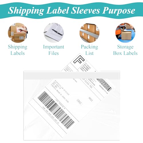 6”×9” Self-Adhesive Shipping Label Sleeves, FungLam Shipping Label Sleeves, Packing List Envelopes, Clear Top Loading Packing List, Shipping Labels Pouches for Shipping Labels/Files 100 Pack