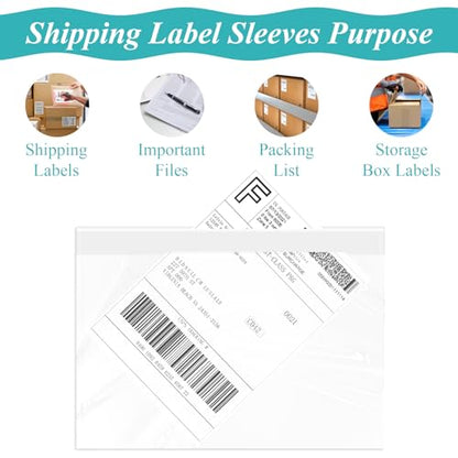 6”×9” Self-Adhesive Shipping Label Sleeves, FungLam Shipping Label Sleeves, Packing List Envelopes, Clear Top Loading Packing List, Shipping Labels Pouches for Shipping Labels/Files 100 Pack