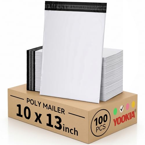 White Poly Mailers 10x13, 100 Pack Self‑Adhesive Shipping Bags - color: White, size: 10"x13"(100pcs)