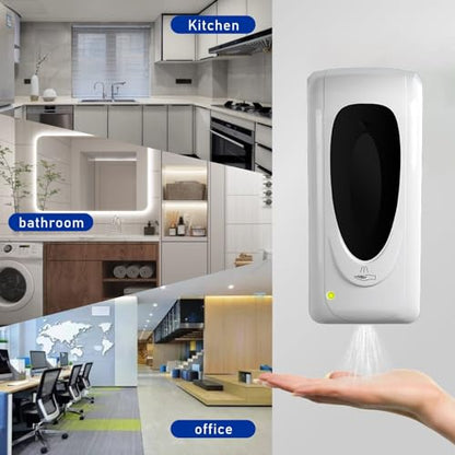 Automatic Hand Sanitizer Dispenser Wall Mount, Liquid Hand Sanitizer Spray Dispenser, 33oz/1000ml Touchless Hand Soap Dispenser for Commercial Industrial Hospitals Office Public - color: White-spray