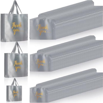 Teling 200 Pcs Thank You Shopping Bags with Handle,Silver Gray - color: Silver Gray