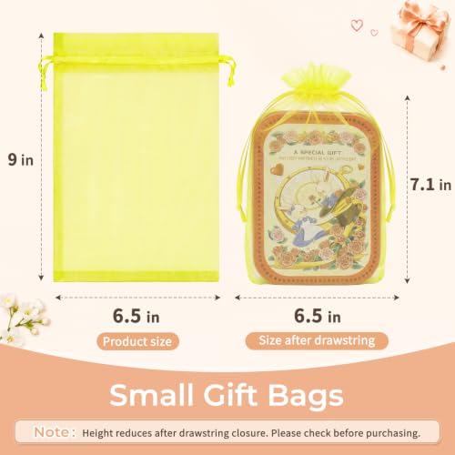 Crweety 50PCS Organza Bags 6x9 Yellow Small Gift Bags Mesh Drawstring - color: Yellow
