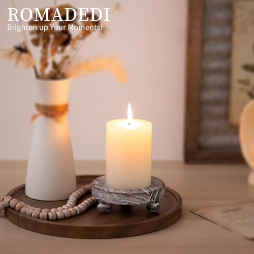 Romadedi Whitewashed Wood Riser, Pillar Candle Holder, 4.7 in, 2 Packs - color: Whitewashed, size: 2 PCS