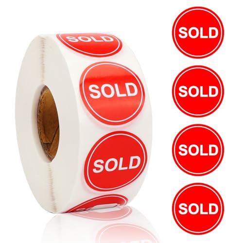 800 PCS Sold Stickers 1 Inch Self-Adhesive Round Red - color: 1 Inch
