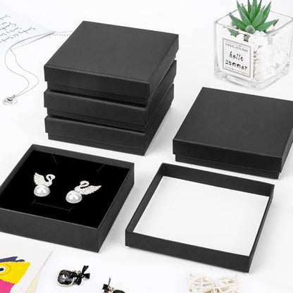 Small Jewelry Box, 40 Pack 3.5x3.5x1 Inch Jewelry Gift Boxes, Velvet Sponge Cardboard jewelry Boxes for Ring Earrings Necklaces (Black) - color: Black, size: 3.5x3.5x1 Inch (Pack of 40)
