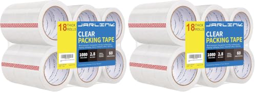 JARLINK 18 Rolls Clear Packing Tape, Heavy Duty Packaging Tape (Pack of 2) - size: 18 Rolls (2.8mil / 60 yd) (Pack of 2)