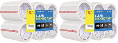 JARLINK 18 Rolls Clear Packing Tape, Heavy Duty Packaging Tape (Pack of 2) - size: 18 Rolls (2.8mil / 60 yd) (Pack of 2)