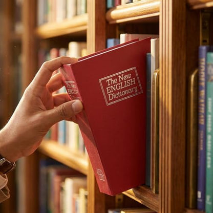 Decaller Book Safe with Key Lock, Diversion Hidden Secret Metal Lock Box for Home Security, Money & Jewelry, 9.5" x 6.2" x 2.2", Dictionary Red - color: Dictionary Red, size: Key Lock