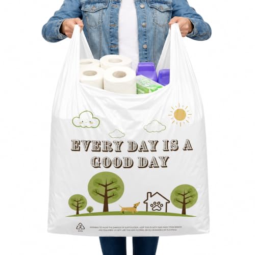 YoYoRain 50 Count Oversized White Tree T-Shirt Bags, 20 x 10 x 36 in - color: White Tree