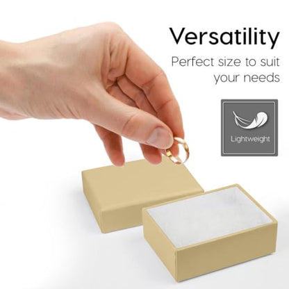 BULK PARADISE 6 Pack Cotton Fill Craft Brown Cardboard Paper Jewelry Box Gift Size 3.08 x 2.28 x 1.1 Inches Perfect for Small Gifts - color: Craft Brown