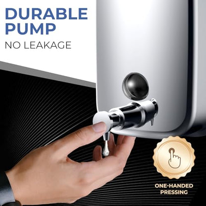 Commercial Soap Dispenser Wall Mount Stainless Steel Soap Dispensers Liquid Manual Anti-Leak Pump Hand Soap Dispenser for Bathroom Kitchen Silver (28 fl.oz./800ml) - color: Silver, size: 800ml