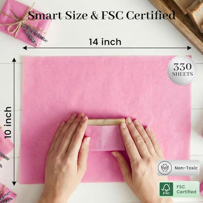 Koogel 330 Sheets Pink Tissue Paper, 14 X 10 inches - color: Pink