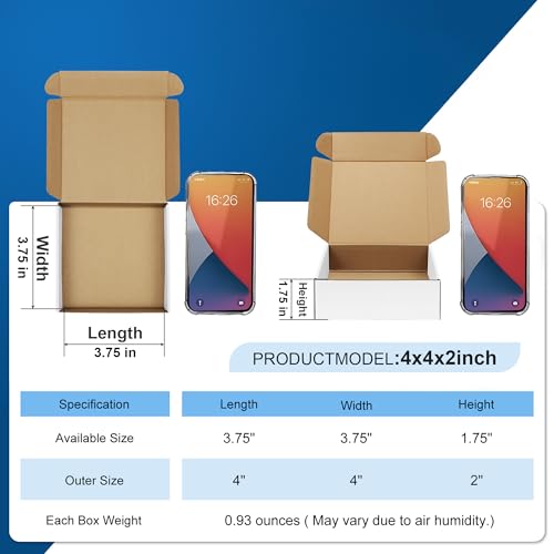 Famagic 50 Pack White Small Shipping Boxes 4x4x2 for Gifts, Jewelry, Bulk - color: White, size: 4x4x2" 50pcs