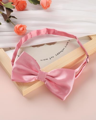 AWAYTR Bow Ties for Men - Pre-Tied Adjustable Tuxedo Style for Wedding - color: Dark Pink