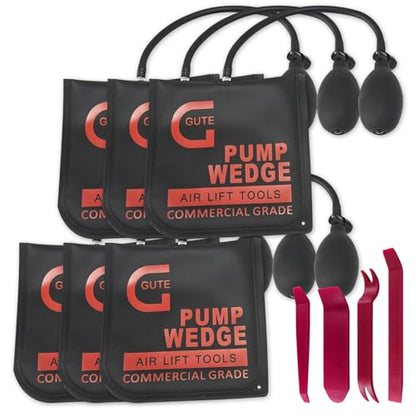 GUTE Air Wedge Bag Pump 330LB 6Pk Inflatable Leveling Alignment Kit - color: Red