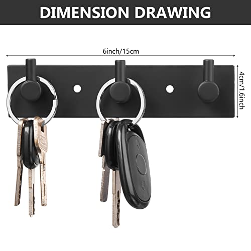 Stainless Steel Wall Key Holder Set of 2 - 3 Key Hooks Modern Hanger for Home, Kitchen, Entryway, Hallway, Office, Cabinet, Bathroom (Black) - color: Black