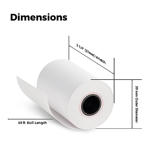 2 1/4” x 65 ft Thermal Receipt Paper Rolls, fits Ingenico Desk 3500 Desk 5000 Move 5000 Verifone t650 Pax a920, 50 Rolls/Case (Pack of 3) - size: 2 1/4" x 65 feet (Pack of 3)