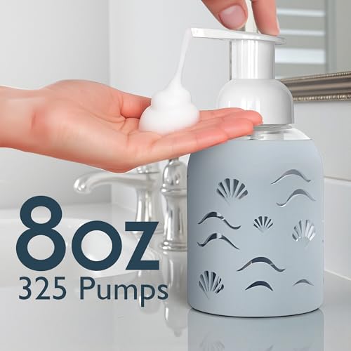 Foaming Glass Hand Soap Dispenser Pump Misty Blue 8oz - color: Misty Blue