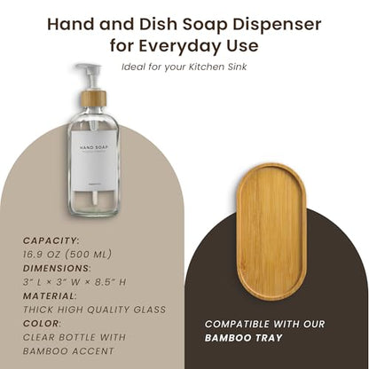 Maisonovo Dish Soap Dispenser - Clear Soap Dispenser White Bamboo Pumps - color: Clear White