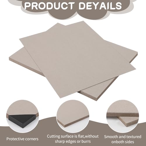Chipboard Cardboard 8.5 x 11 inch, 20 Sheets of 22 Point Kraft Board, Flat Cardboard Inserts for Shipping, Mailing, Packing, DIY Crafts - color: Grey