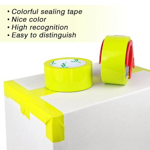 BOMEI PACK Lemon Yellow Packing Tape, 6 Rolls Heavy Duty Packaging Tape for Shipping Packaging Moving Sealing, 1.88 inches Wide, 110 Yards Per Roll, Total 660 Yards - color: Light Yellow