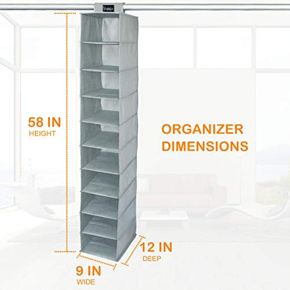 VAESIDA 10 Shelf Hat Rack Hanging Closet/Organizer for Storage - Best Baseball Cap Holder, Gray - color: Hat Rack