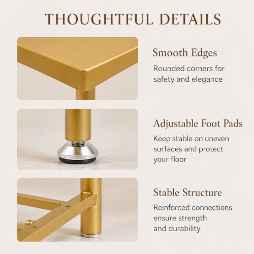 2-Piece Gold Metal Nesting Display Tables Shoe Handbag Retail Display Racks (Gold 2) - color: Gold 2