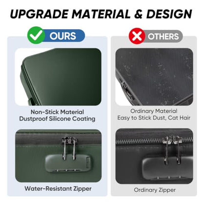 BALEINE Fireproof Document Box with Lock, Waterproof Fire Safe File Bag - color: Green