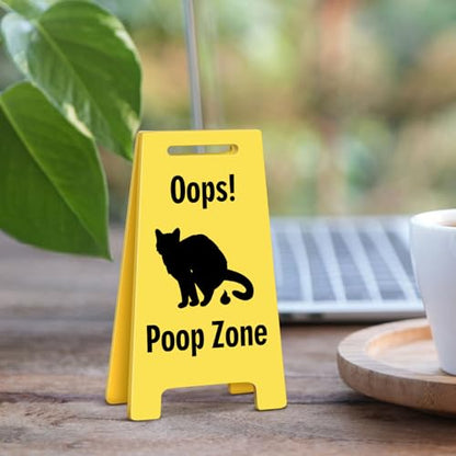 Funny Office Desk Accessories Decor Oops! Poop Zone Acrylic Humorous Cat Pet Accident Warning Do Not Disturb Mini Sign Funny Cute Gag Office Decorations Gifts for Work Women Cat Lovers - style: POOP ZONE