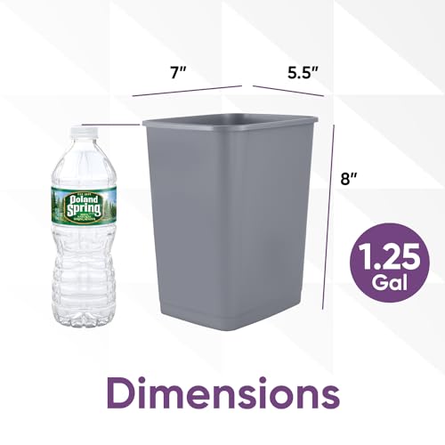 Superio Mini Trash Can 1.25 Gallon, Plastic Bathroom Trash Can, Small Office Desktop Waste Paper Bin, Dorm Waste Basket, Vanity, Under Sink, Cabinet Countertop Garbage Can Slim Diaper Pail (6, Grey) - color: 6, Grey, size: 1.25 Gallon