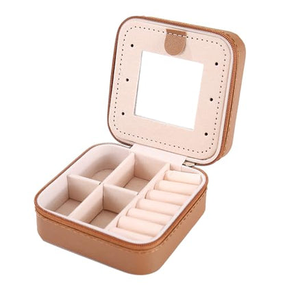 KElofoN Small Travel Jewelry Box for Girls & Women with Mirror (Coffee) - color: Coffee