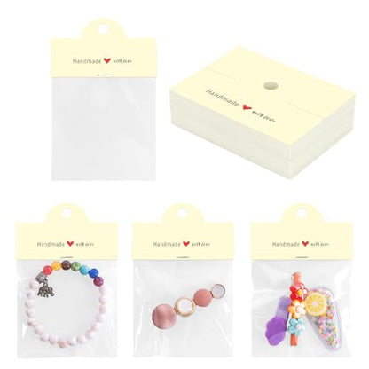joycraft 100Pcs Yellow Packaging for Small Business, Jewelry Package Supplies with Clear Bags, Jewelry Display Bags for Selling, Craft Packaging Set for Bracelets, Key Chains, Earring, Necklace. - color: Yellow