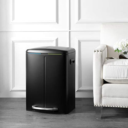 happimess HPM1005B Marco Rectangular 10.6-Gallon Double Bucket Trash Can with Soft-Close Lid, Fingerprint Resistant, Modern, Minimalistic for Home, Kitchen, Office, Bathroom, Black - color: Black