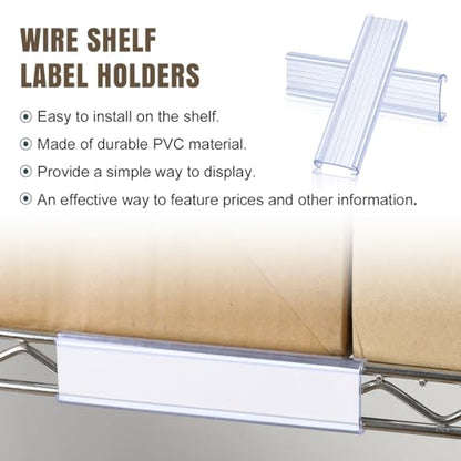 Lenink 20Pcs Wire Shelf Label Holders,Plastic Wire Rack Label Holder Compatible with Metro and Nexel 1-1/4in Shelves,Label Area 6in Lx1.25in H (Label Paper Not Included) (Pack of 2) - color: Transparent, size: 6in (Pack of 2)
