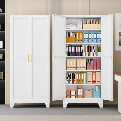 pozdeg 75" White Steel Tall Garage Storage Cabinet - color: White, size: 15.74"D x 31.5"W x 75"H